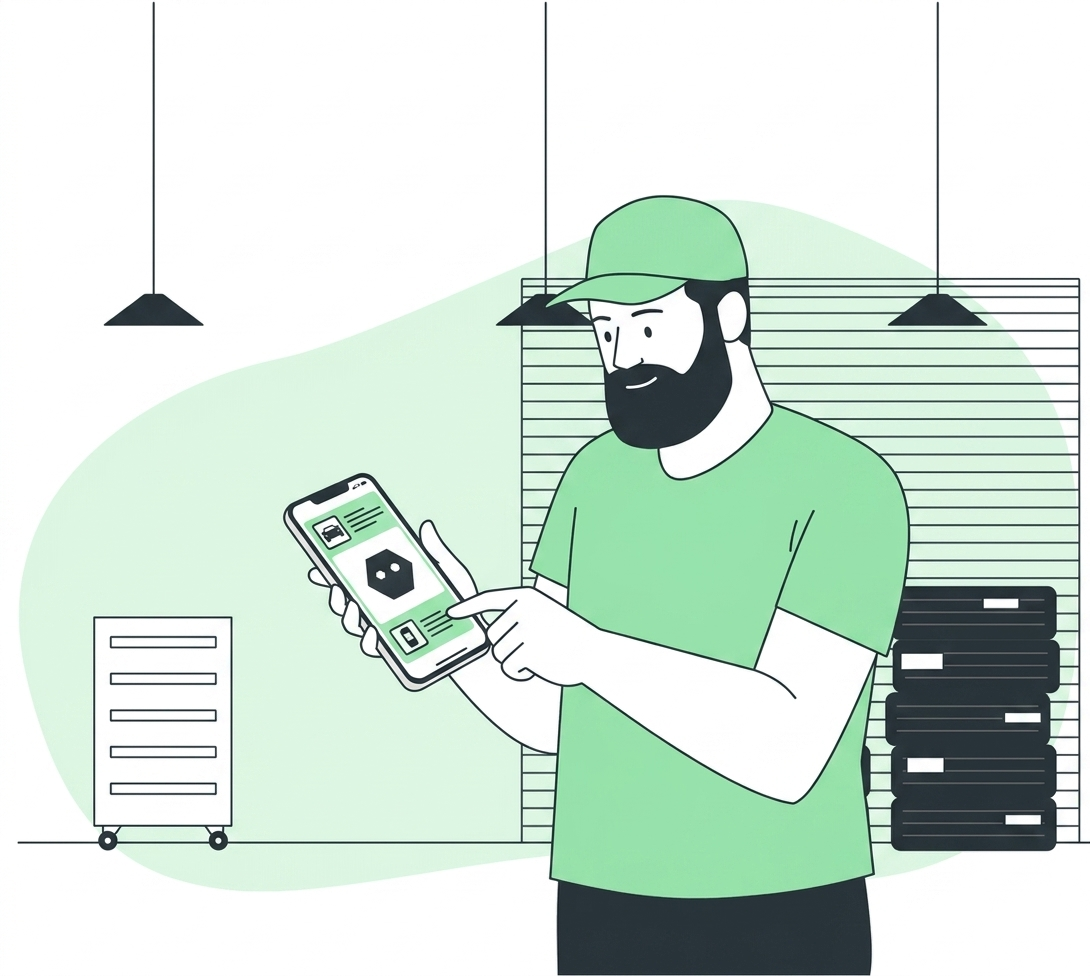 Mechanic using Garage Buddy app